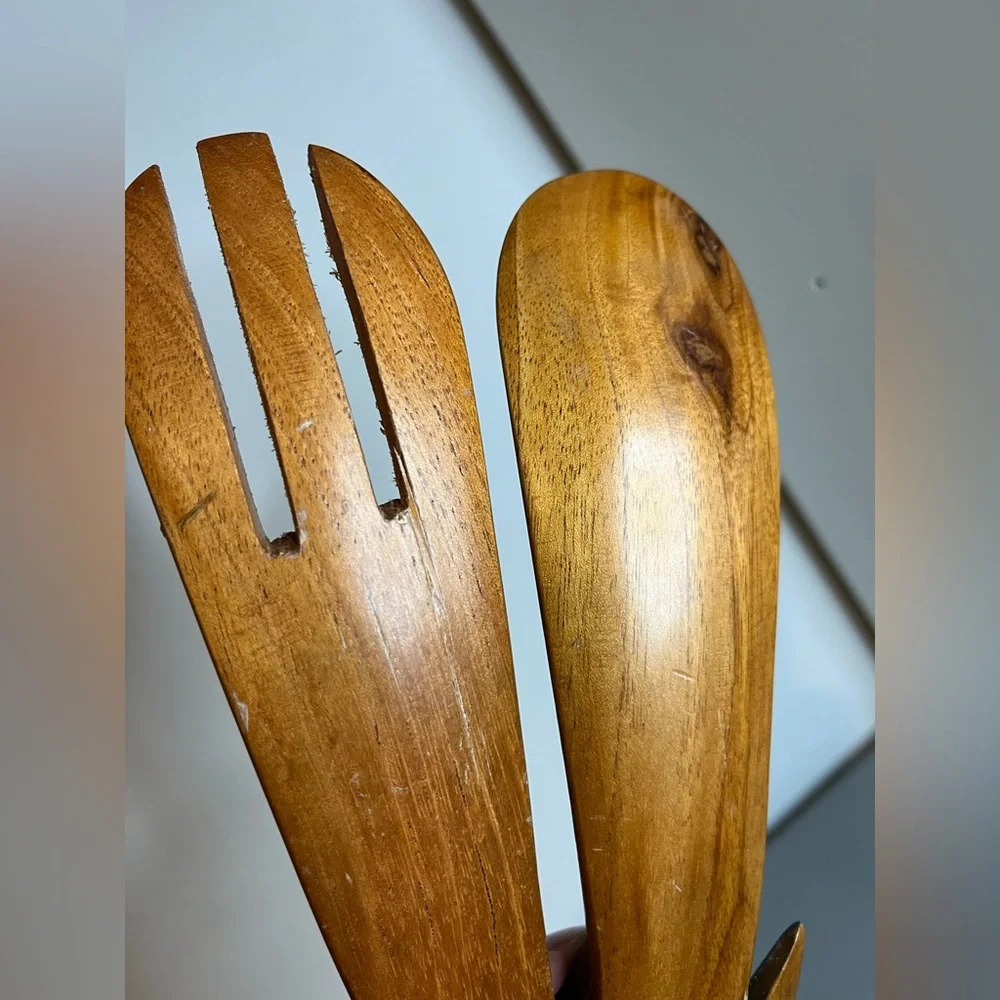 Costa Rica New Spoon Fork Wooden Set Handpainted Exotic Parrot Tropical Folk Art